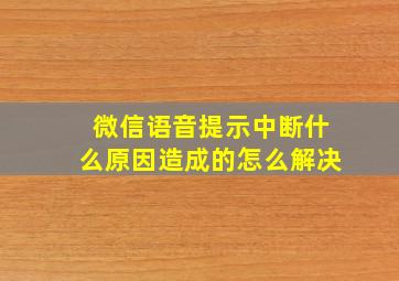 微信语音提示中断什么原因造成的怎么解决