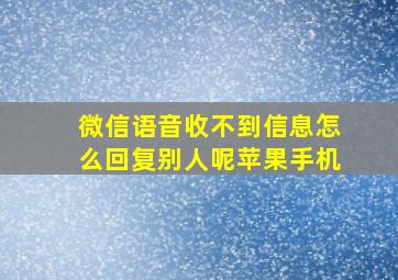 微信语音收不到信息怎么回复别人呢苹果手机