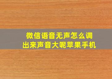 微信语音无声怎么调出来声音大呢苹果手机