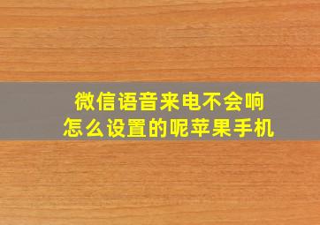 微信语音来电不会响怎么设置的呢苹果手机