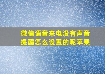 微信语音来电没有声音提醒怎么设置的呢苹果