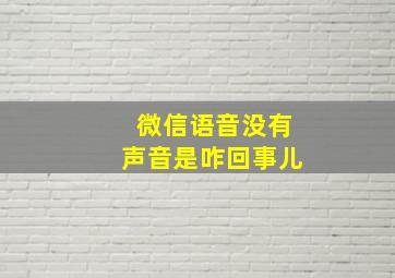 微信语音没有声音是咋回事儿