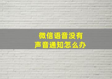 微信语音没有声音通知怎么办