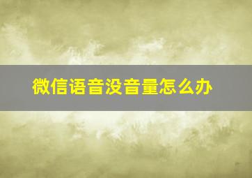 微信语音没音量怎么办