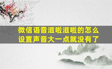 微信语音滋啦滋啦的怎么设置声音大一点就没有了