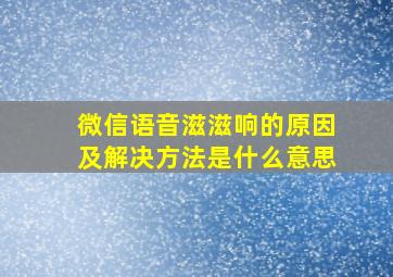 微信语音滋滋响的原因及解决方法是什么意思