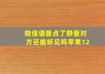 微信语音点了静音对方还能听见吗苹果12