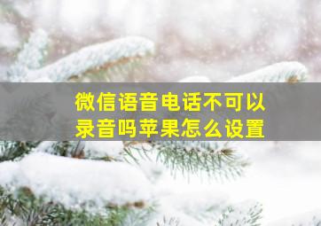 微信语音电话不可以录音吗苹果怎么设置