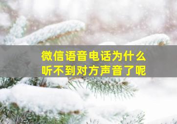 微信语音电话为什么听不到对方声音了呢