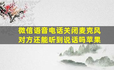 微信语音电话关闭麦克风对方还能听到说话吗苹果