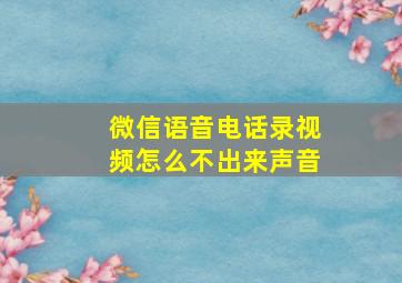 微信语音电话录视频怎么不出来声音