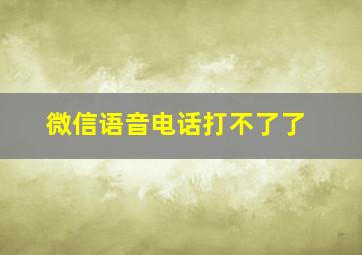 微信语音电话打不了了