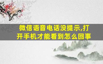 微信语音电话没提示,打开手机才能看到怎么回事