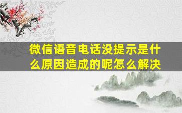 微信语音电话没提示是什么原因造成的呢怎么解决