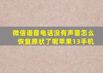 微信语音电话没有声音怎么恢复原状了呢苹果13手机