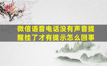 微信语音电话没有声音提醒挂了才有提示怎么回事