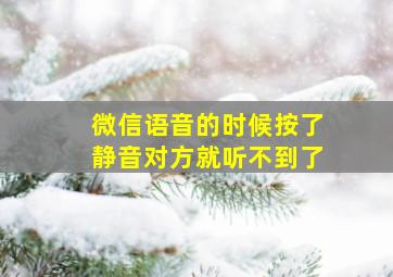 微信语音的时候按了静音对方就听不到了