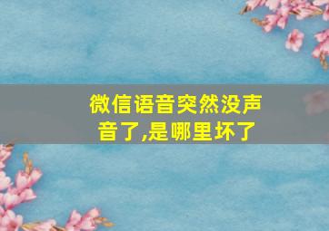 微信语音突然没声音了,是哪里坏了