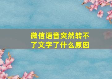 微信语音突然转不了文字了什么原因