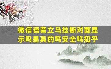 微信语音立马挂断对面显示吗是真的吗安全吗知乎