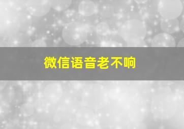 微信语音老不响