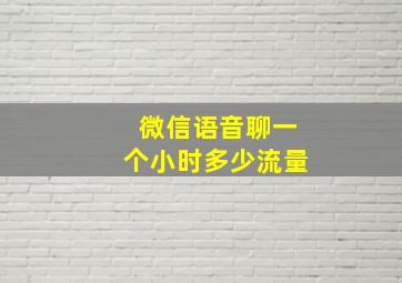 微信语音聊一个小时多少流量