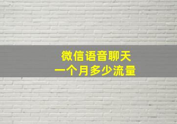 微信语音聊天一个月多少流量