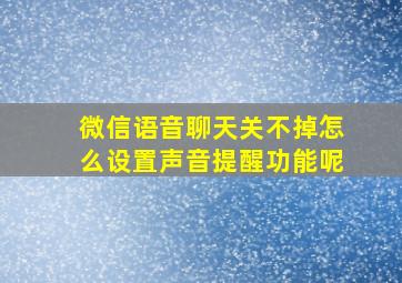 微信语音聊天关不掉怎么设置声音提醒功能呢