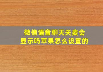 微信语音聊天关麦会显示吗苹果怎么设置的