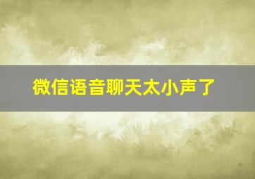 微信语音聊天太小声了