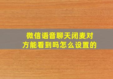 微信语音聊天闭麦对方能看到吗怎么设置的