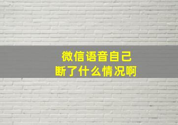 微信语音自己断了什么情况啊