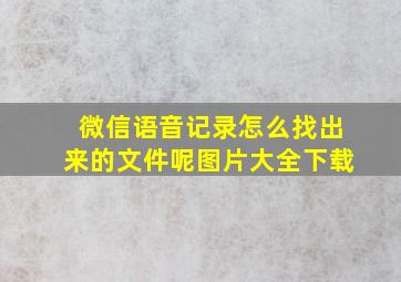 微信语音记录怎么找出来的文件呢图片大全下载