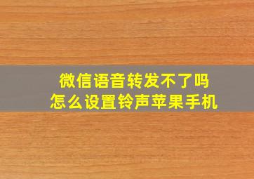 微信语音转发不了吗怎么设置铃声苹果手机