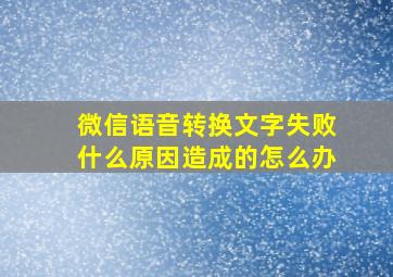 微信语音转换文字失败什么原因造成的怎么办