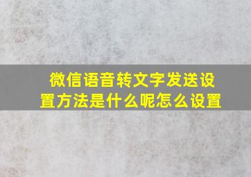 微信语音转文字发送设置方法是什么呢怎么设置