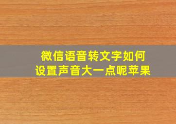 微信语音转文字如何设置声音大一点呢苹果