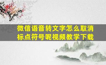 微信语音转文字怎么取消标点符号呢视频教学下载