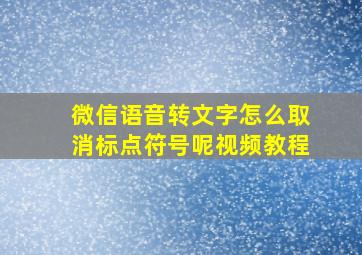 微信语音转文字怎么取消标点符号呢视频教程