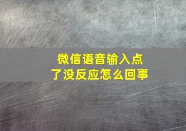 微信语音输入点了没反应怎么回事