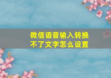 微信语音输入转换不了文字怎么设置