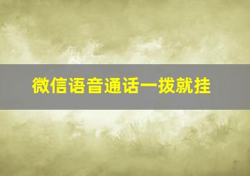 微信语音通话一拨就挂