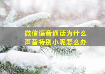 微信语音通话为什么声音特别小呢怎么办