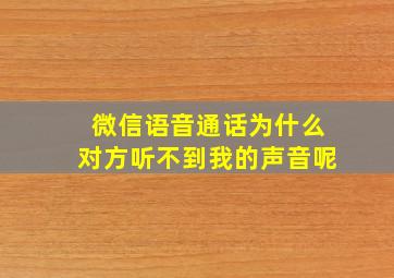 微信语音通话为什么对方听不到我的声音呢