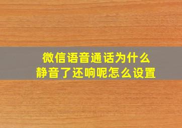 微信语音通话为什么静音了还响呢怎么设置