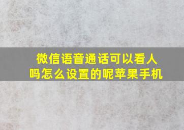 微信语音通话可以看人吗怎么设置的呢苹果手机