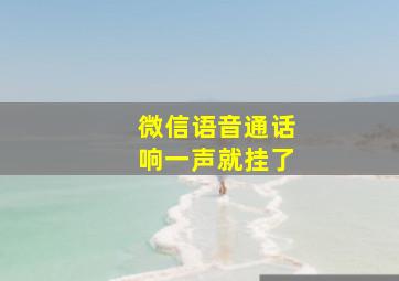 微信语音通话响一声就挂了