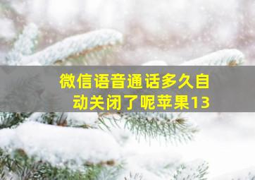 微信语音通话多久自动关闭了呢苹果13