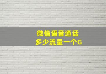 微信语音通话多少流量一个G