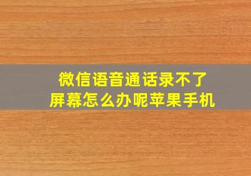 微信语音通话录不了屏幕怎么办呢苹果手机